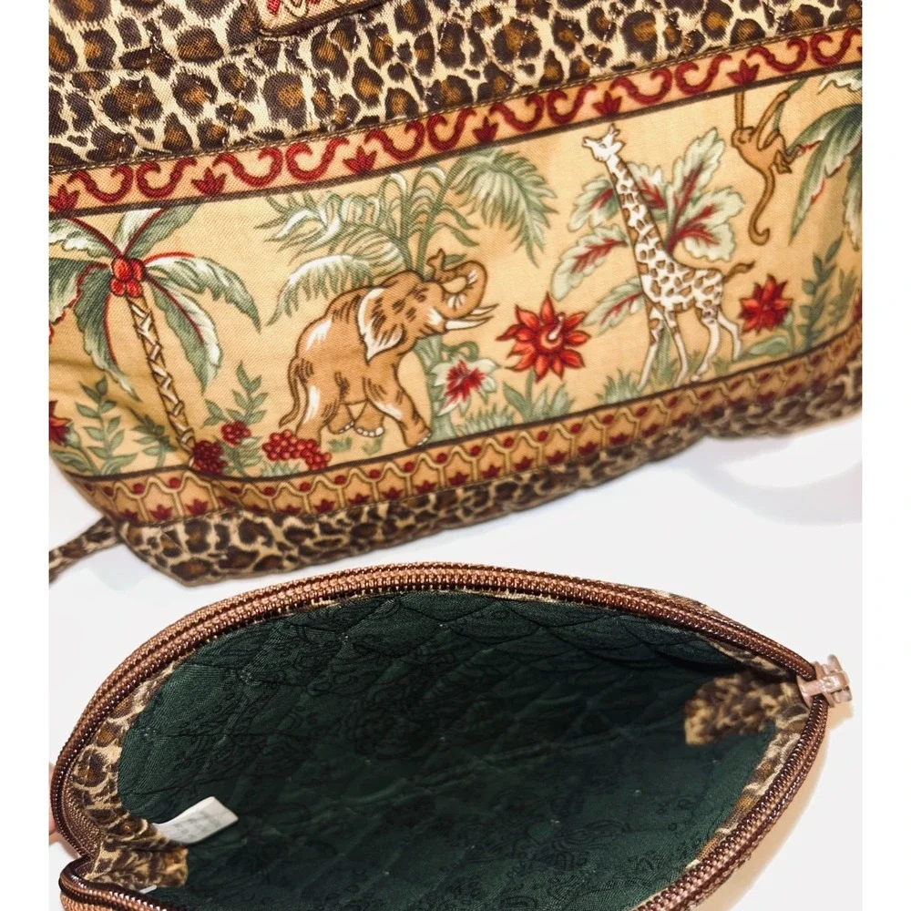 Y2K Quilted Keepers Diaper Bag Backpck Safari Leopard Print Elephant Giraffe Set